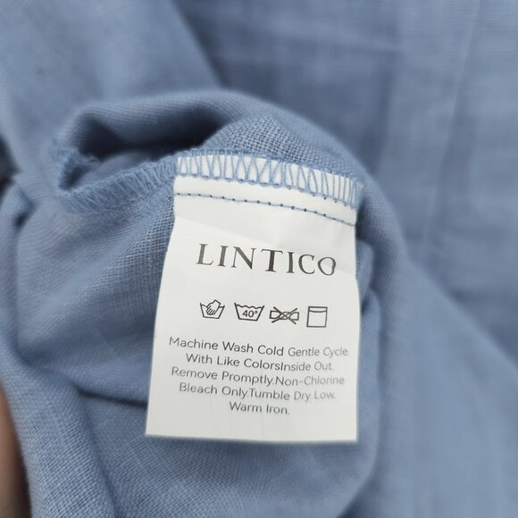 LINTICO 100% Linen Dillon Tunic Top Shirt  High Slit Powder Blue EUC Size MEDIUM - Picture 8 of 9